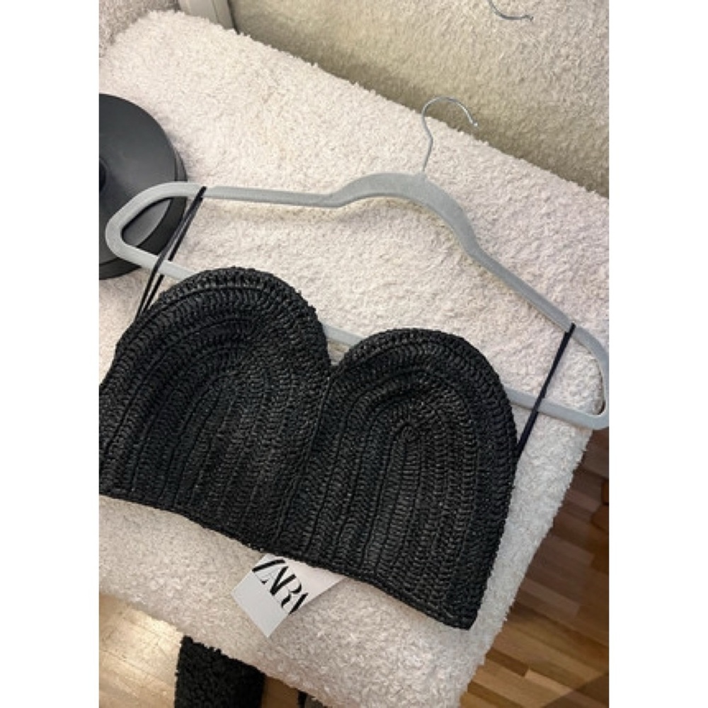 Zara Black Crocheted Strapless Crop Top